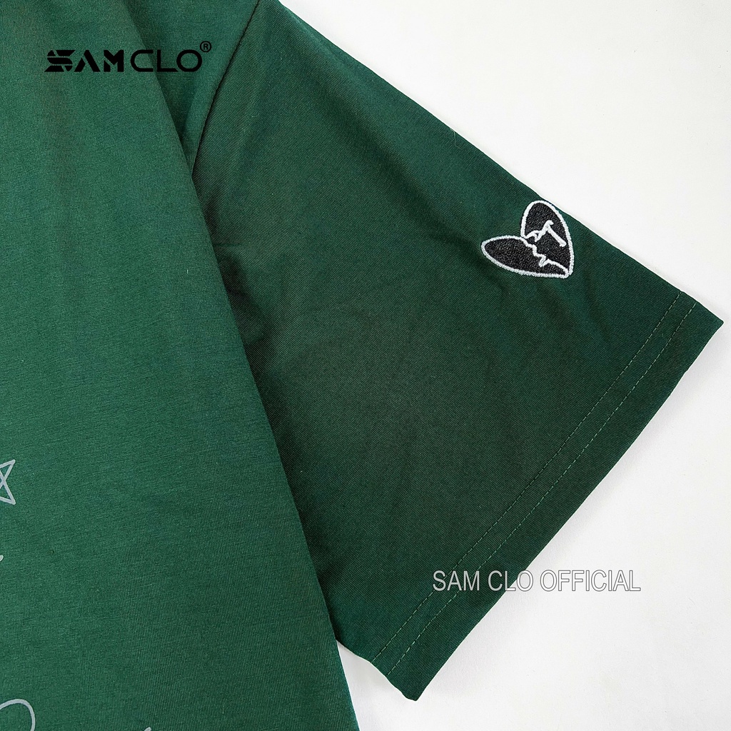 Áo thun tay lỡ SAM CLO - Áo phông form rộng tay lỡ 80% COTTON nam nữ dáng Unisex - mặc cặp, nhóm, lớp SADLUV