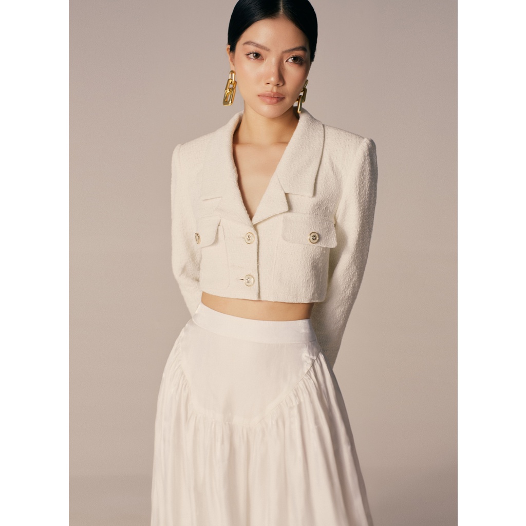 NUDIEYE - Áo blazer tweed dáng ngắn Alma Cropped Tweed Blazer