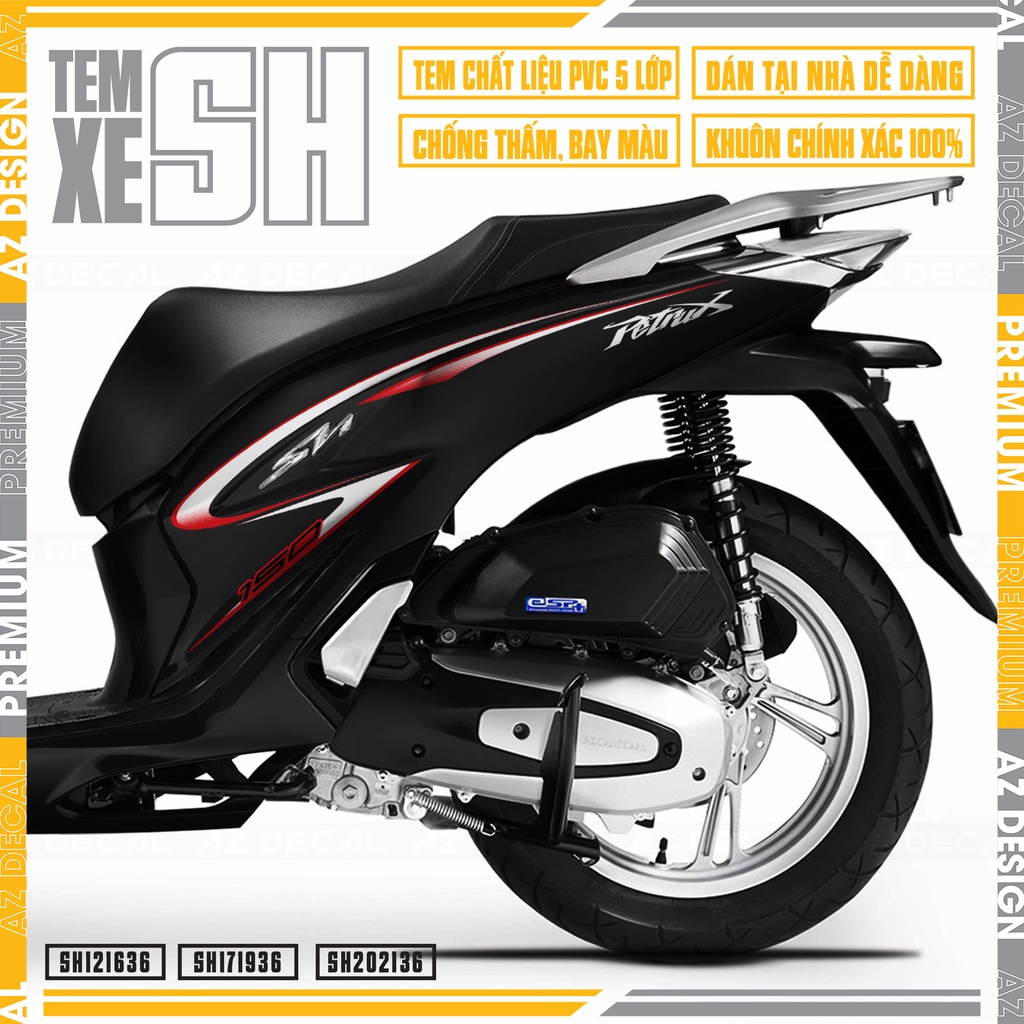 Tem Chế Dán Xe SH 2012 - 2022 Cách Điệu | SH36 | Decal Rời PVC Chống Nước, Bền Màu, Tem Rời Xe Máy Dễ Dán Tại Nhà