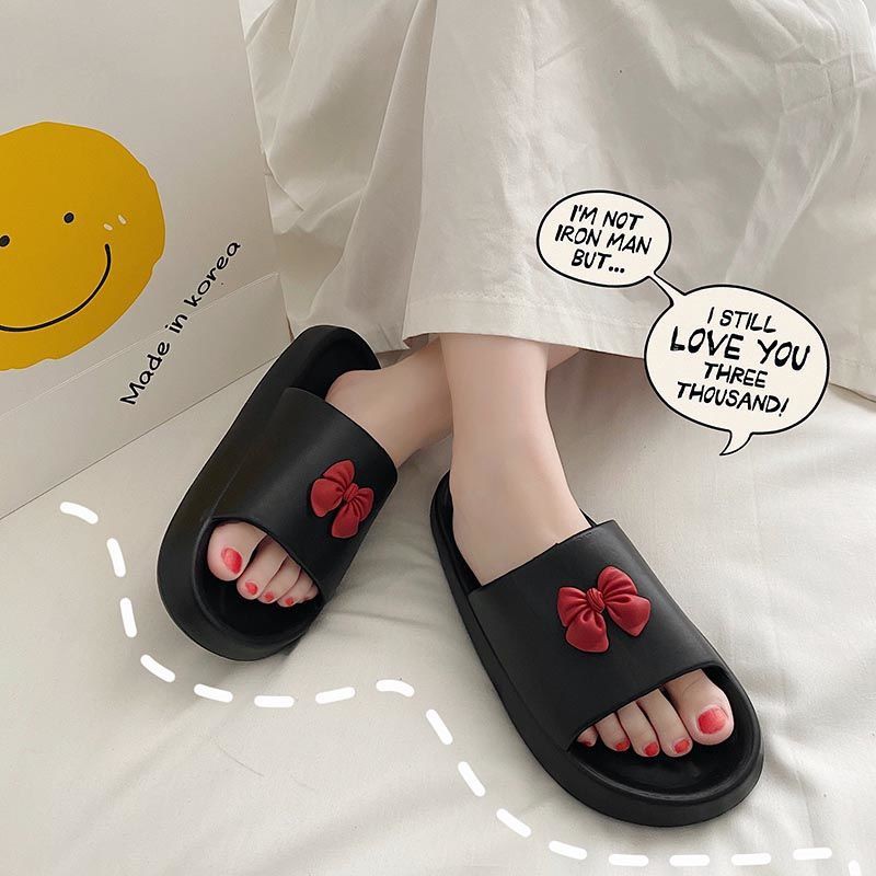 Dép Quai Ngang Chống Trượt Đính Nơ Dễ Thương Cho Nữ