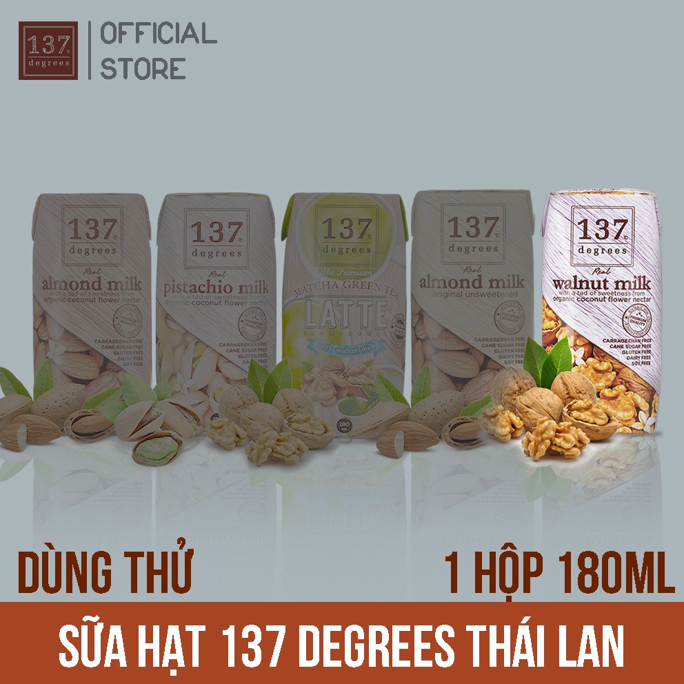 Hộp Lẻ DÙNG THỬ Sữa Hạt 137 Degrees Thái Lan - Hộp 180ml