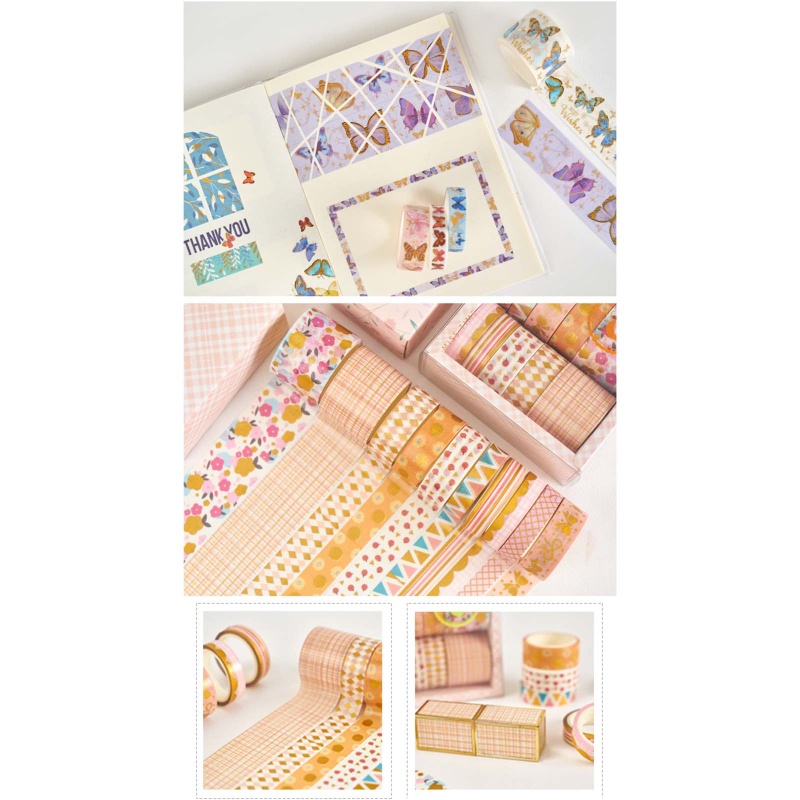 Bộ 10 Cuộn Băng Dính Washi Dùng Trang Trí Sổ Tay DIY
