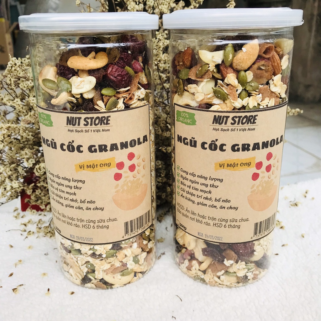 Ngũ cốc granola mật ong Nut Store 500g - ăn kiêng, giảm cân, bà bầu, cho bé