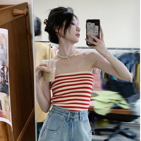 Nzn Áo Sơ Mi Dáng Ôm Vừa Vặn Kẻ Sọc Cổ Điển Thời Trang Hàn Quốc Cho Nữ