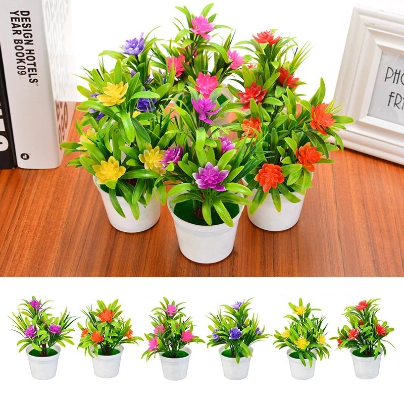 Bộ 5 Chậu Hoa Sen Giả Trang Trí Phòng Khách / Phòng Ngủ / Sân Vườn Diy