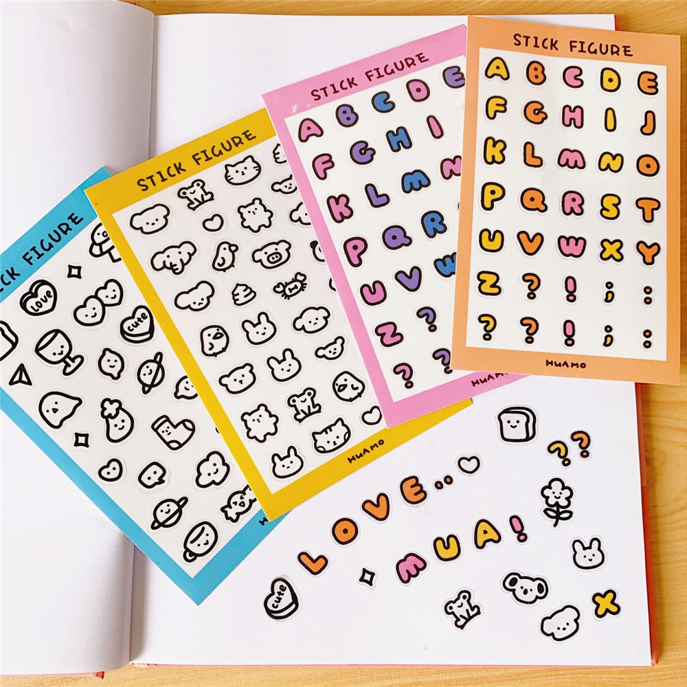 Sticker Hình Dán Chữ Cái Hoạt Hình MINI CUTE