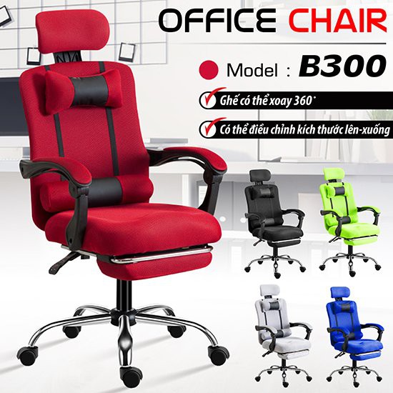 Professionall.gym19🔰 - Ghế Văn Phòng,Gaming Có Gác Chân Chân Xoay 360 độ, Ngả 135 độ Mẫu B300