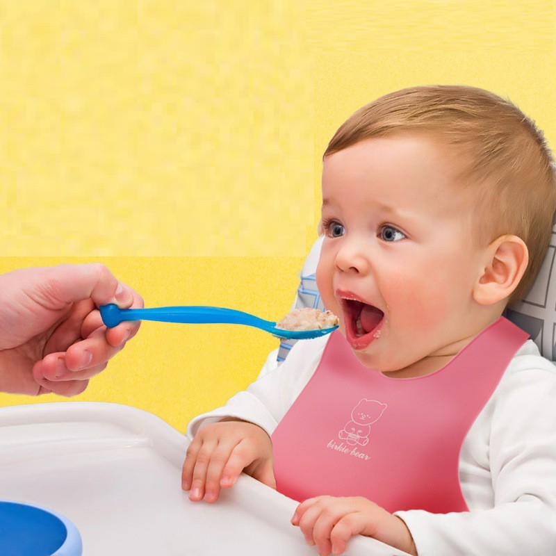 Yếm ăn dặm chống thấm Silicone chống thấm, gấp gọn cho bé - Mint ăn dặm