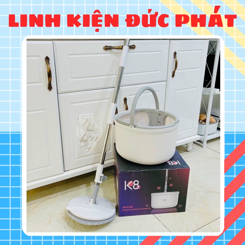 BỘ CHỔI LAU NHÀ K8 THÔNG MINH TỰ VẮT, XOAY 360 ĐỘ, TẶNG KÈM 1 BÔNG LAU