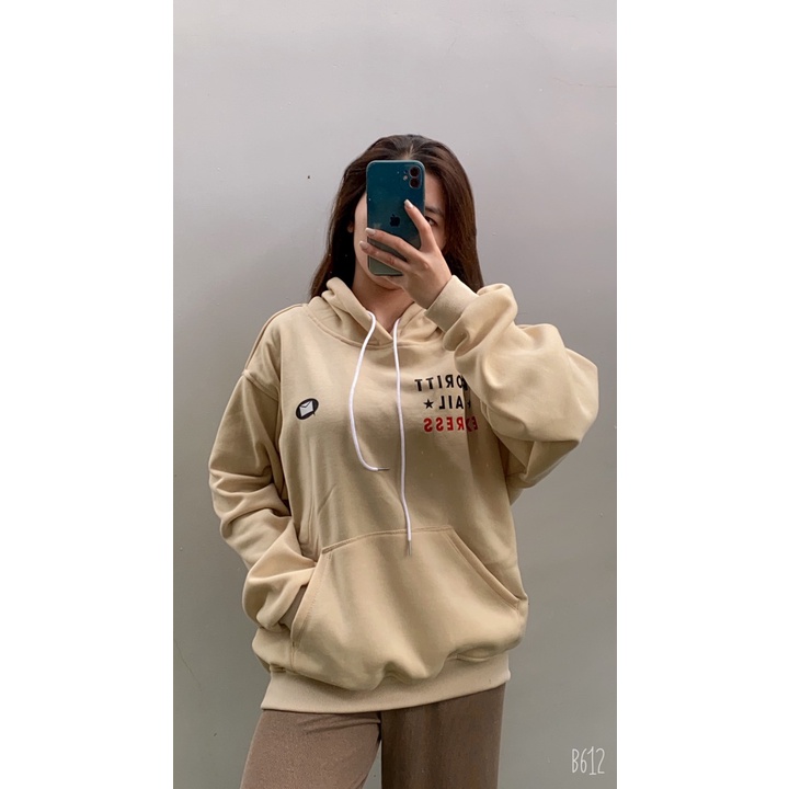 Áo hoodie nữ nam in hình bức thư nhỏ cá tính, áo hoodie chất nỉ dày dặn, hàng trendy 2022 GZHD078