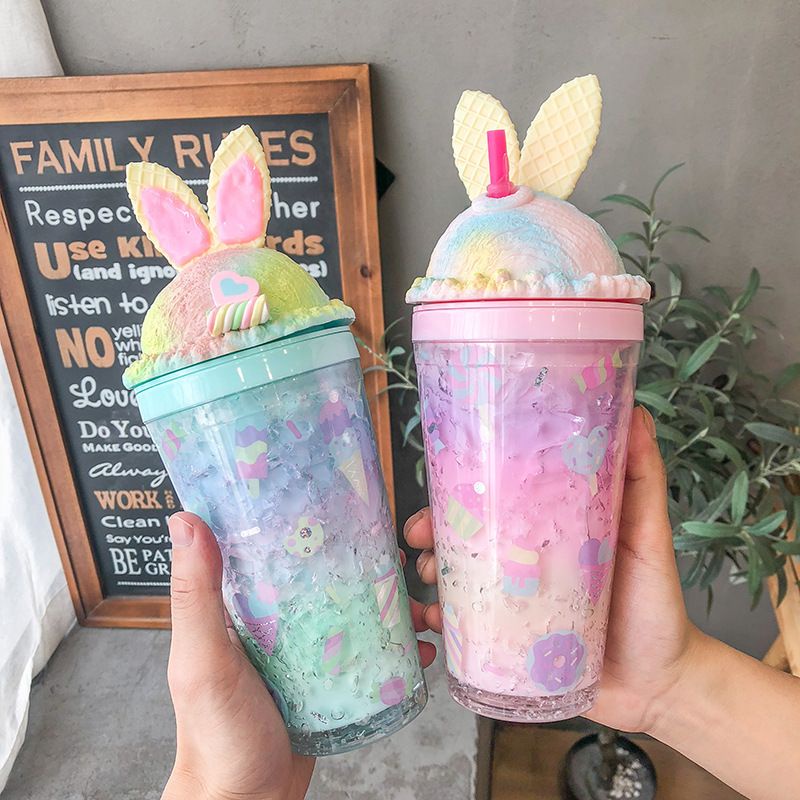 Ly Nước Nhựa Unicorn  2 lớp giữ nhiệt