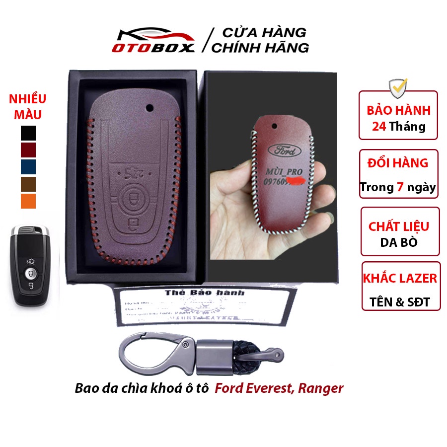 Bao da chìa khoá ô tô xe ford ecosport 2018-2020 chìa thông minh bọc bảo vệ chìa khoá smartkey oto cao cấp chống xước