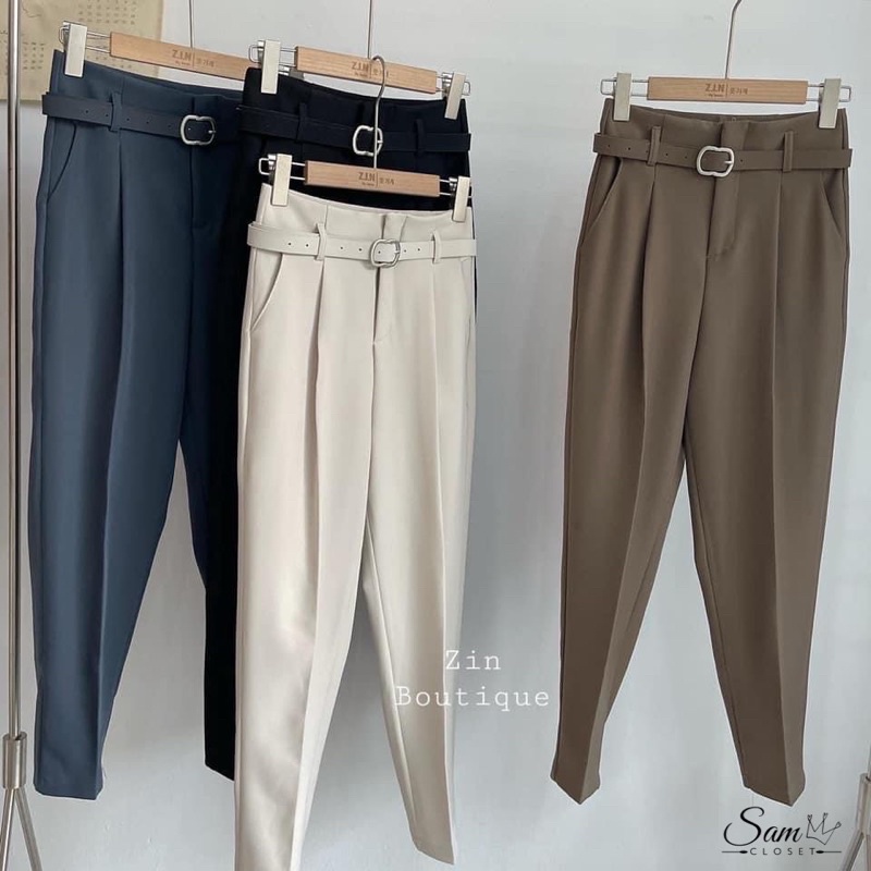 QUẦN BAGGY VẢI, QUẦN TÂY KÈM ĐAI PHONG CÁCH HÀN QUỐC MS20178