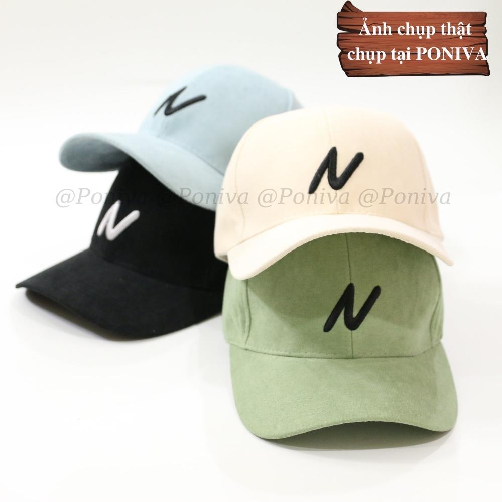 Mũ lưỡi trai ❤️ Nón kết thêu chữ N chất nhung mịn form unisex LaMin5 phong cách Ulzzang Thời trang PONIVA siêu hot