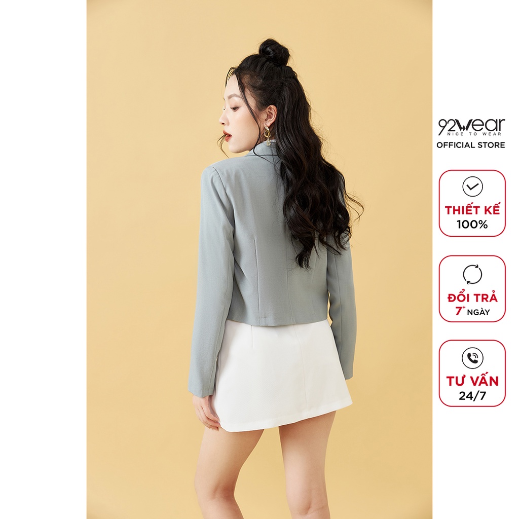 Áo vest nữ dài tay dáng ngắn 92WEAR, thiết kế thanh lịch ,chất liệu tuýt si cao cấp VBA1825 | BigBuy360 - bigbuy360.vn
