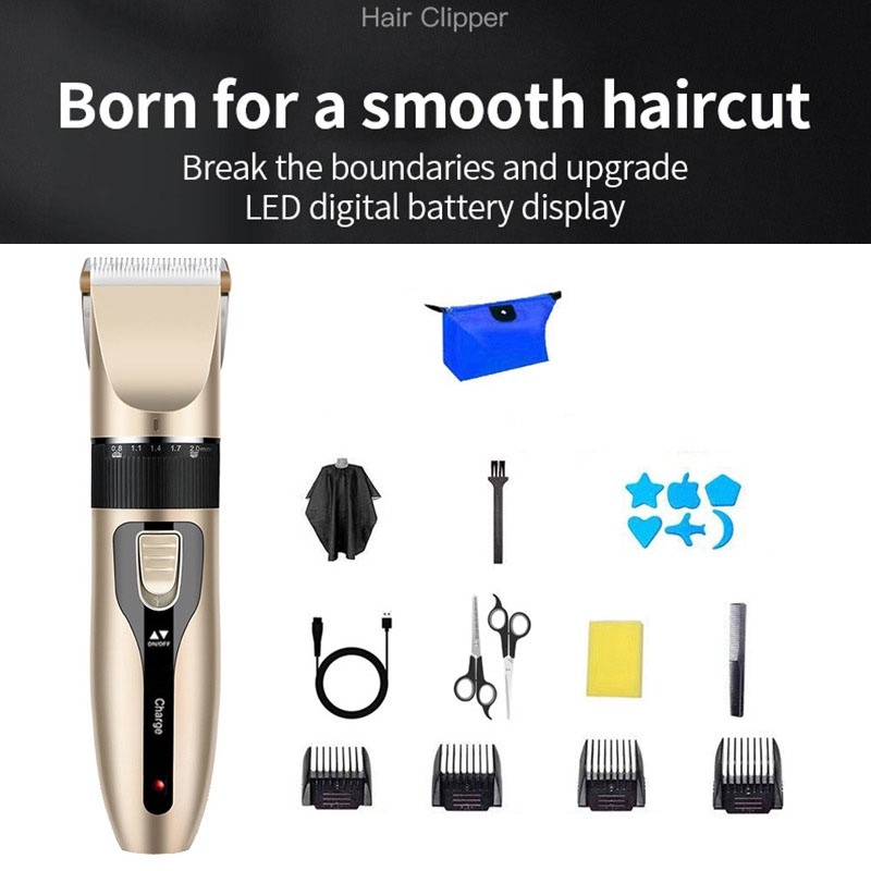 Bộ Máy cạo râu Cắt Tóc Lưỡi Sứ Ít Tiếng Ồn Tiện Dụng Cho Người Lớn Và Trẻ Em