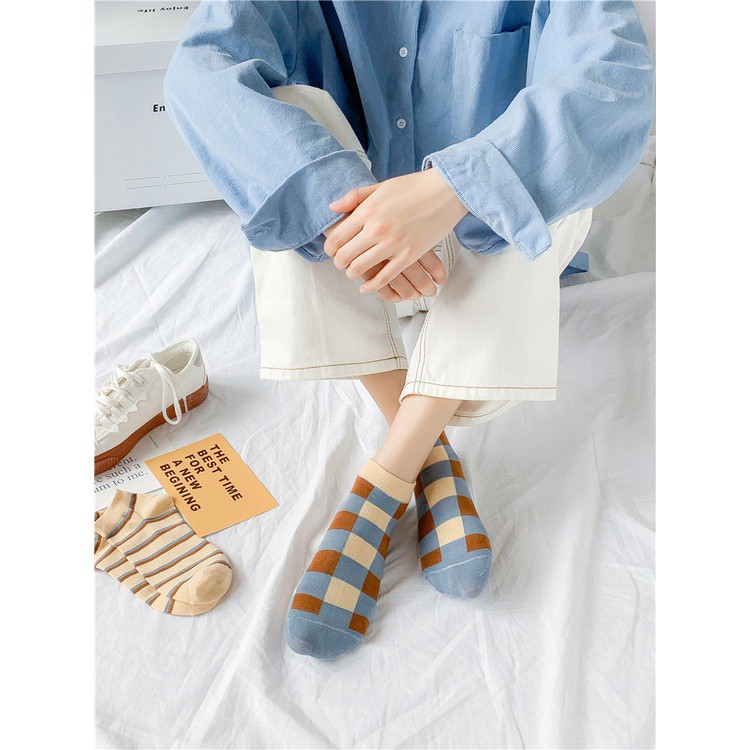 Tất nữ cổ ngắn Hàn Quốc phối màu cực xinh  phong cách Valentine ngọt ngào dễ thương - T01