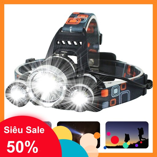 Giá sỉ tốt-Đèn Pin Đội Đầu 3 Bóng T6 Led Siêu Sáng