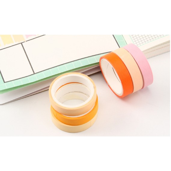 Set Washi Tape 6 cuộn băng dính nhiều màu sắc dùng trang trí DIY- Văn Phòng Phẩm Sáng Tạo