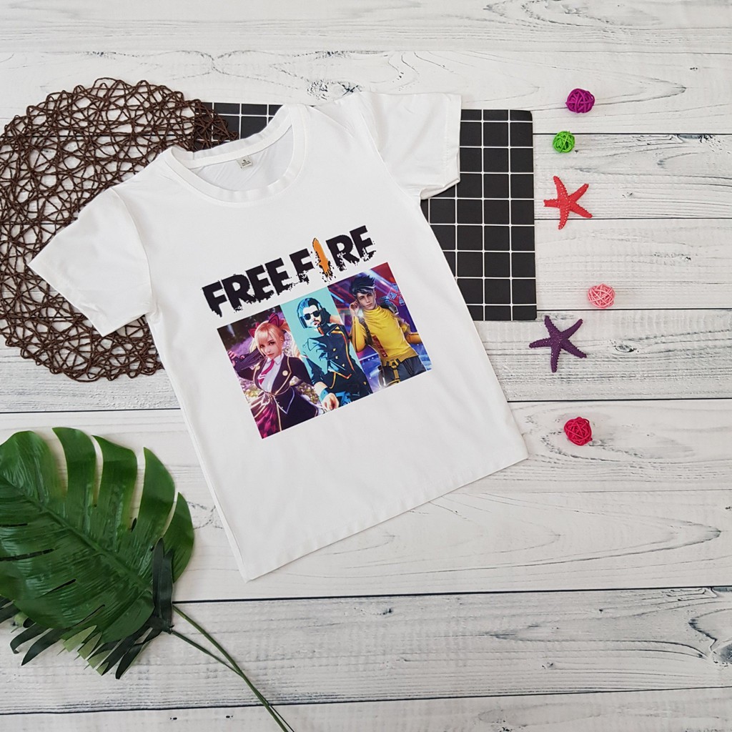 Áo thun cho bé in hình Free Fire Siêu Ngầu, Áo thun mềm mịn, thấm hút mồ hôi cho bé size đại từ 10 - 77kg