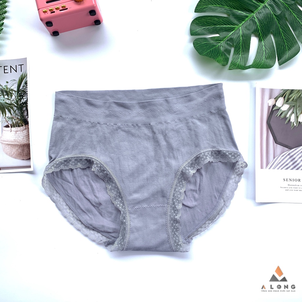 Quần lót nữ cotton kháng khuẩn cạp cao nâng mông - Quần lót mặc trong váy cạp to phối viền ren cao cấp LN9033
