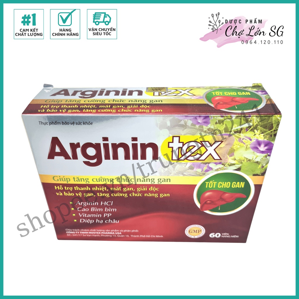 Viên uống mát gan ARGININ TEX giảm tổn thương gan do bia rượu  - Hộp 60 viên