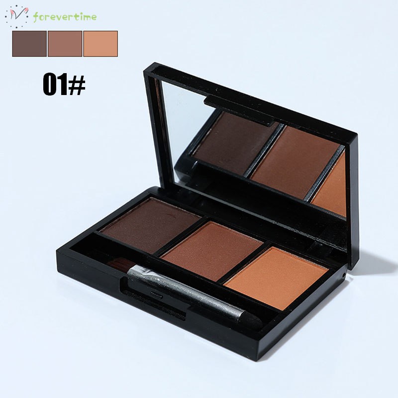 #Trang điểm# 3 Colors Eyebrow Powder Palette Waterproof Long Lasting Eyebrow Shadows with Brush Mirror Box