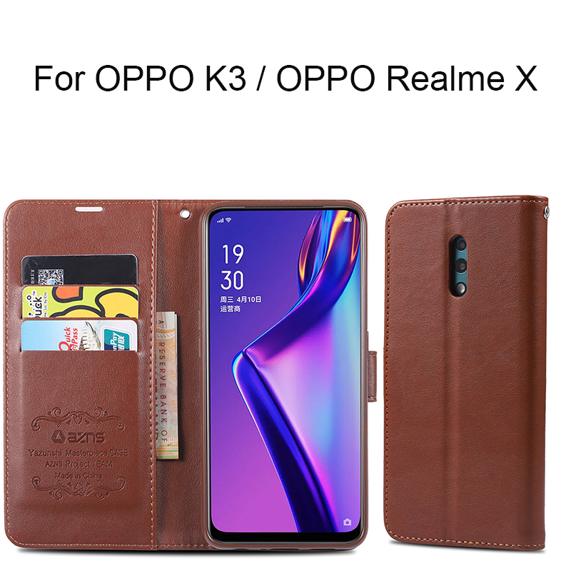 Bao da điện thoại kiểu ví cho OPPO A32 A53 2020 A52 A92 A92s K1 K3 K5 Realme X