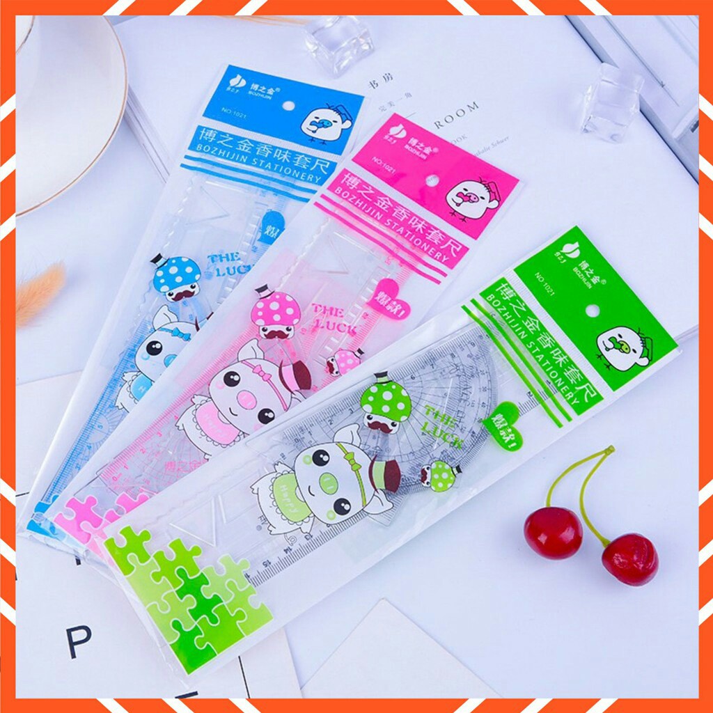 Bộ eke. Bộ 4 Thước Kẻ eke Siêu Cute