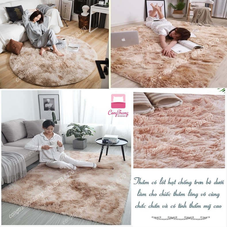 Thảm Lông Loang Trải Sàn BIG SIZE khổ lớn (1m8, 2m2, 3m) - lông dài trải sàn cao cấp (mặt sau chống trơn trượt)