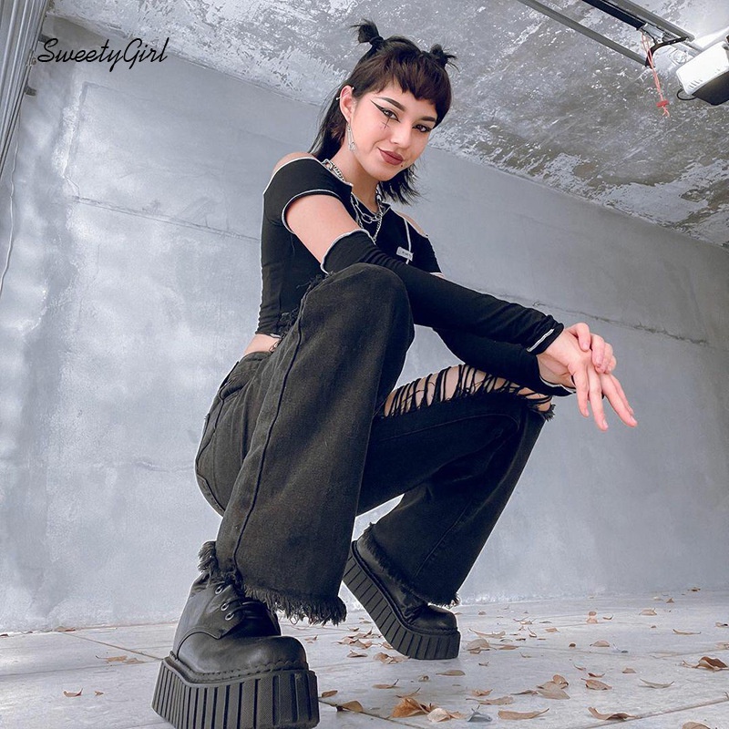 Quần Jean Ống Loe Lưng Thấp Màu Trơn Thời Trang Cho Nữ 2022