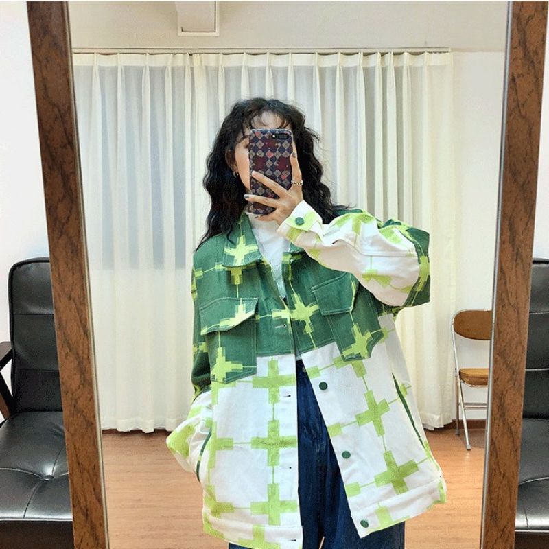 ÁO KHOÁC KAKI SIÊU NGẦU PHỐI MÀU XANH TRẮNG NAM NỮ UNISEX - Tie Dye Boutique 🌵