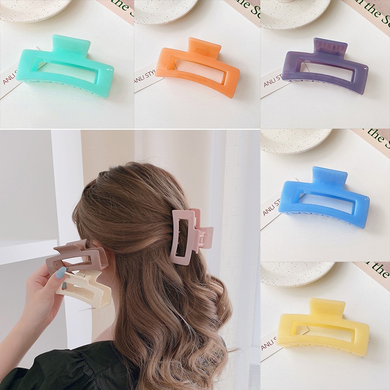 Kẹp tóc acrylic chữ nhật phong cách Hàn Quốc
