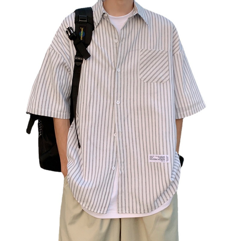 Áo sơ mi ngắn tay họa tiết sọc thời trang nam trẻ trung