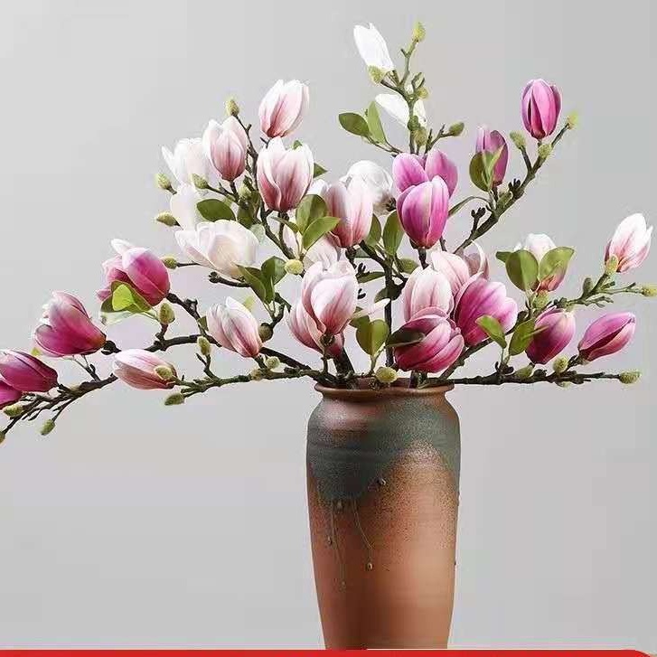 PU cao cấp cầm tay hoa mộc lan nụ mới kiểu Trung Quốc hoa giả trang trí bàn ăn phòng khách hoa giả trang trí hoa lan cắm hoa