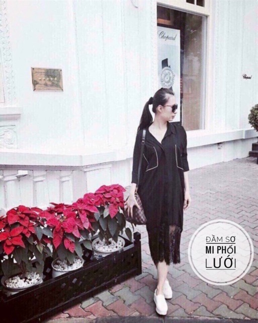 Bigsize Đầm suông phối lưới 60kg-90kg