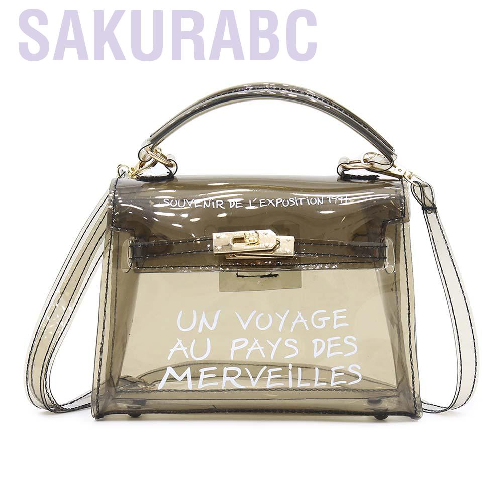 Túi đeo chéo trong suốt bằng nhựa PVC khóa xoay thời trang cá tính cho nữ