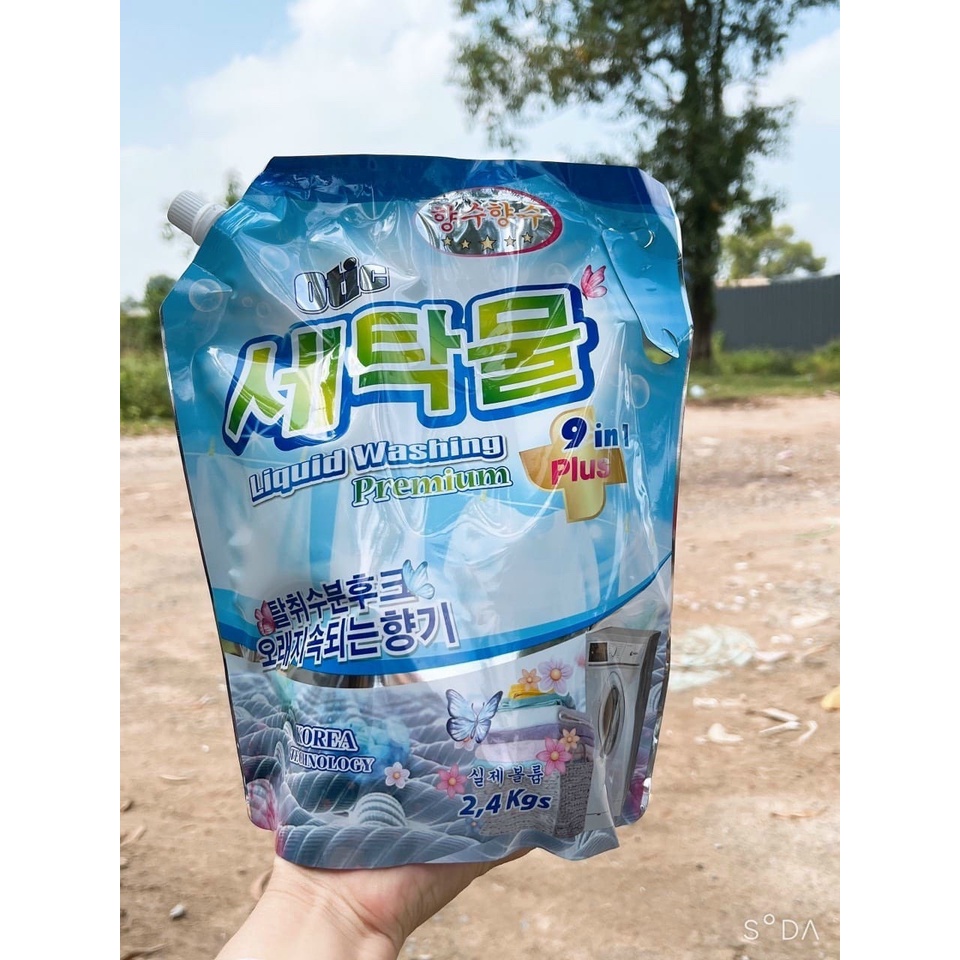 Nước giặt xả Otic Hàn Quốc túi 2.4kg cao cấp 9 in 1 giặt sạch thơm lâu bền vải