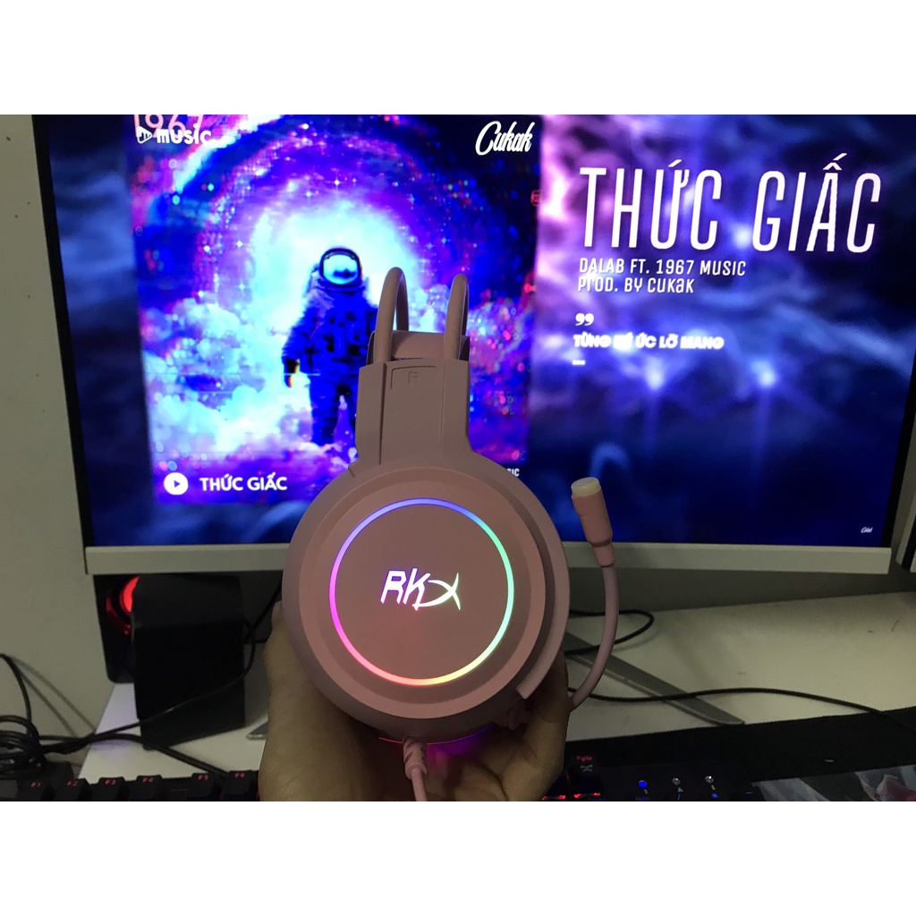 Tai nghe Gamming RKX X1 7.1 MÀU HỒNG TƯƠI TẮN