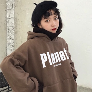(Có sẵn màu nâu) ORDER ÁO HOODIE NỈ PHỐI CỔ LEN ULZZANG