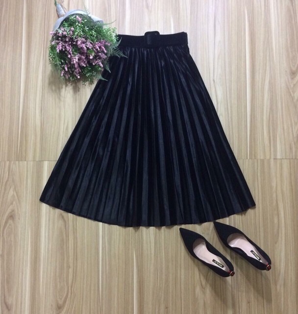 [Đẹp-độc-lạ] chân váy nhung xếp ly | BigBuy360 - bigbuy360.vn