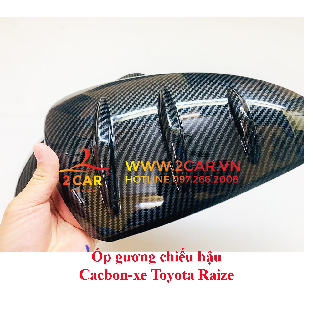 Ốp gương chiếu hậu Xe Toyota Raize vân cacbon cao cấp, ốp bảo vệ gương Raize cacbon