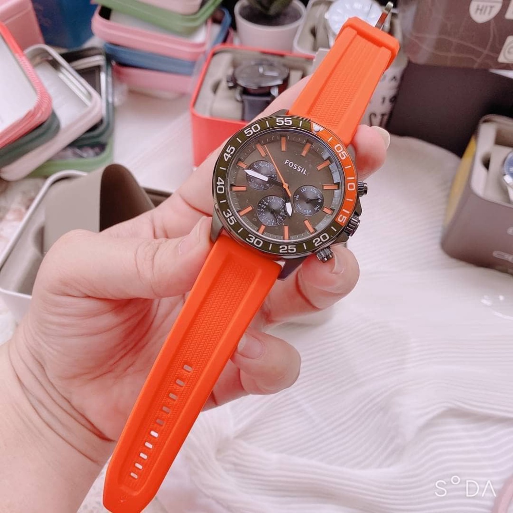 Đồng Hồ Nam Fossil BQ2500 Quartz Dây Silicone 45mm Mặt Viền Số