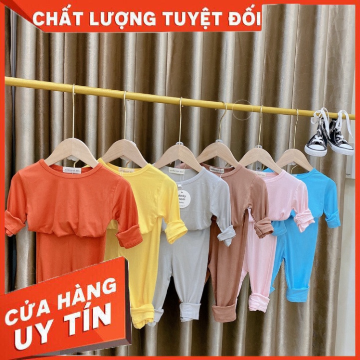 Đồ Bộ Dài Tay Trơn Minky Mom Chất Thun Lạnh Bé Trai, Bé Gái, Bộ Dài Tay Thu Đông Cho Bé (QATE343) - HÀNG MỚI VỀ