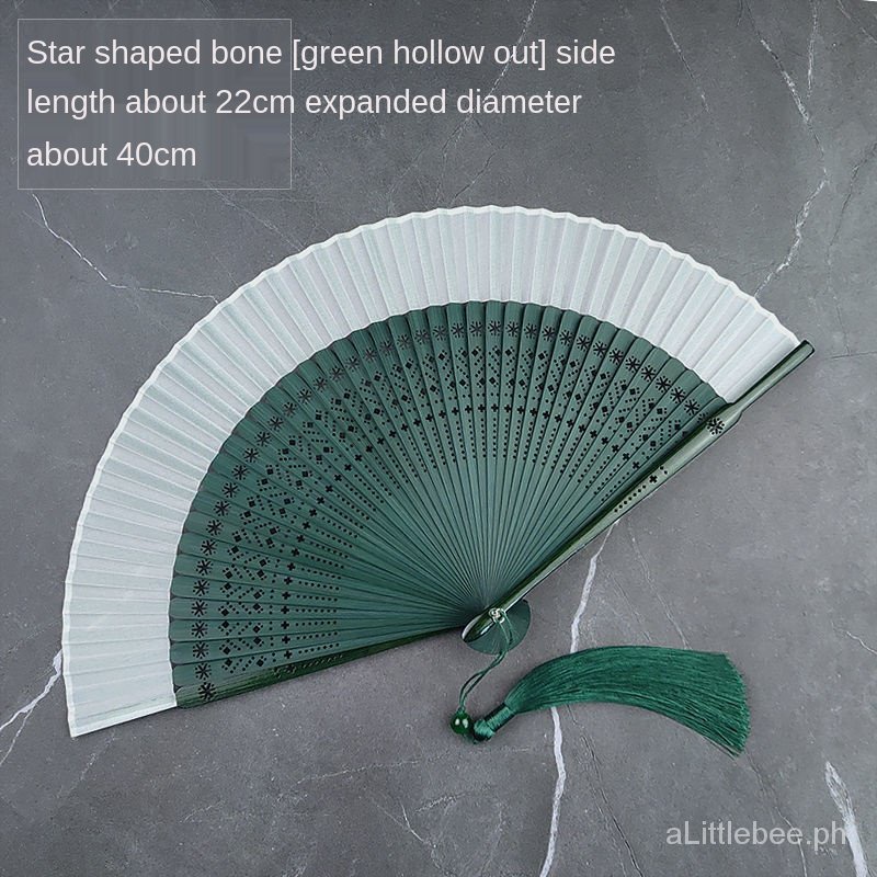 Quạt Xếp Cầm Tay Vải Lụa Màu Trơn Phong Cách Trung Hoa m5TB