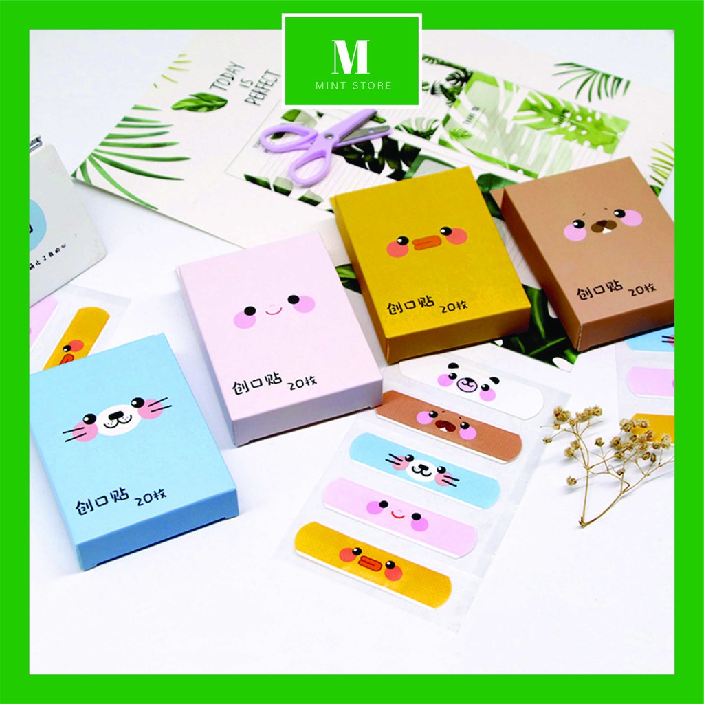 Hộp 20 miếng băng dán cá nhân, băng keo cá nhân Animal - hình thú dễ thương MINT STORE