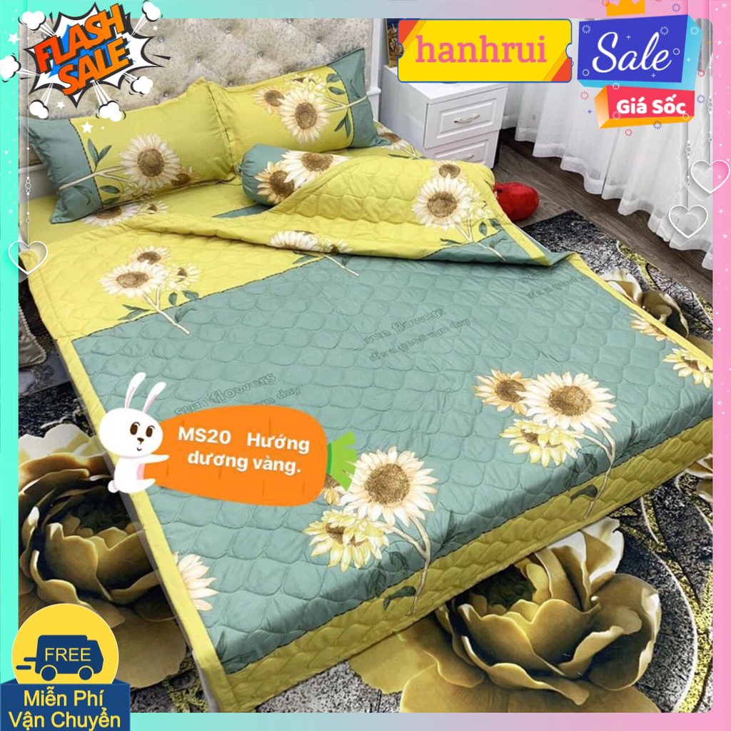 Bộ Ga Gối Mẫu 2021 cotton poly 1m6x2m,1m8x2m-HCM hoa hướng dương