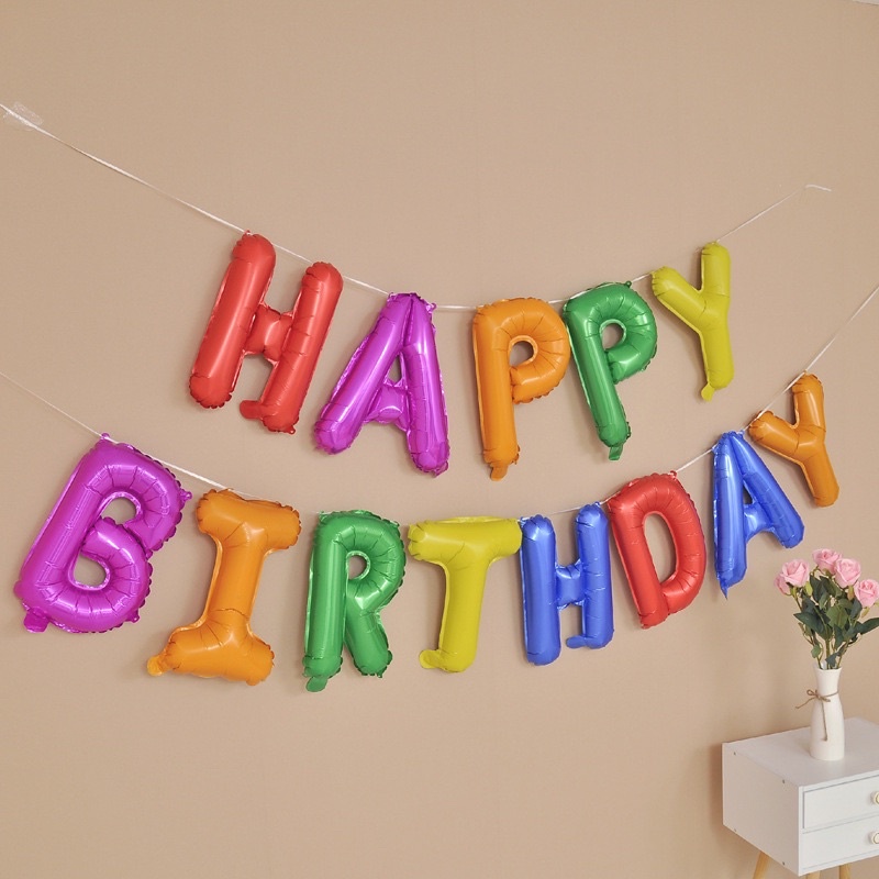 Bộ 13 bóng chữ HAPPY BIRTHDAY trang trí sinh nhật mix màu