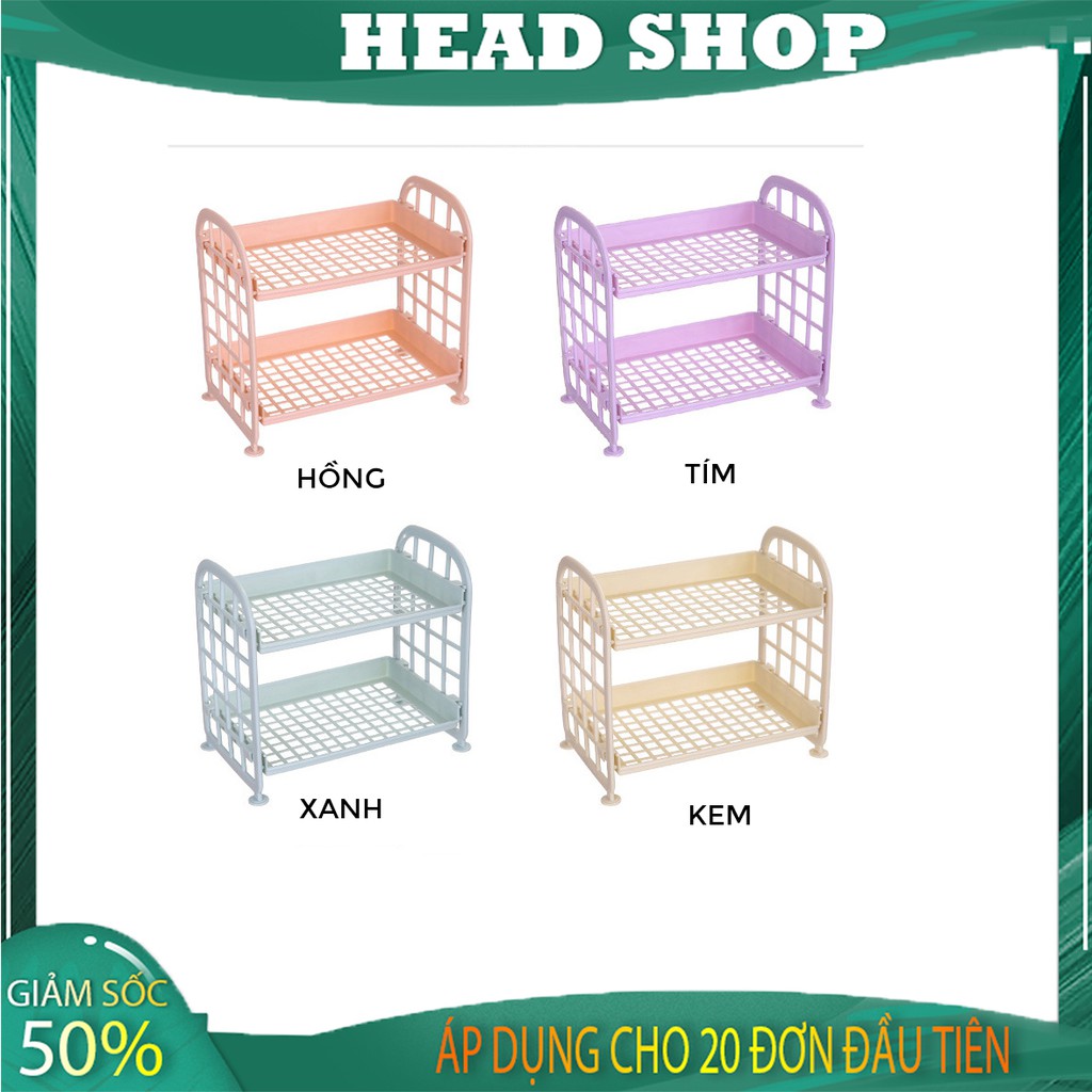 Kệ nhựa để đồ E050 mini 2 tầng để đồ dùng học tập trang trí bàn học phong cách Hàn Quốc HEADSHOP