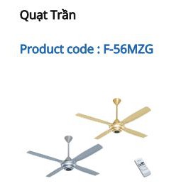 Quạt trần Panasonic 4 cánh F-56MZG-GO (Vàng ánh kim, ti 40 cm), F-56MZG-GOS (Vàng ánh kim, ti 23 cm)